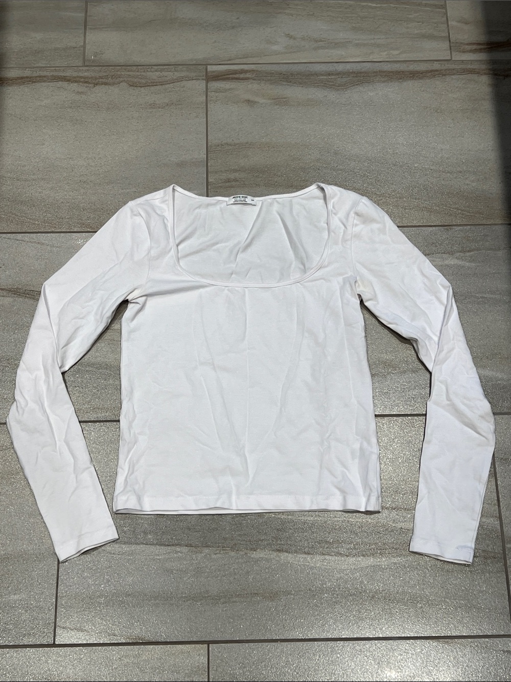 Ardene White Square Scoop Neck Long Sleeve Top